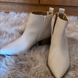 white healed booties!